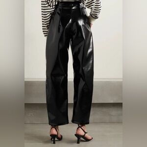 A.W.A.K.E. Mode faux croc leather pleated barrel pants